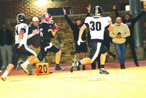 Luke Morey/The Clayton Tribune. Senior three-star wide receiver Jaden Gibson breaks away for a 58-yard touchdown against Commerce on Oct. 28. RCHS will host Dade County on Friday, Nov. 11, at 7:30 p.m. for the first round of the GHSA Class A Division I state playoffs. 