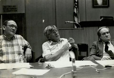 Submitted photo. Max Watts, center, served as a Rabun County Commissioner for 24 years.