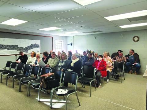 Megan Broome/The Clayton Tribune. Dozens of people attend the Mountain City council meeting Tuesday night to ask questions and discuss the recent sudden closure of the Mountain City U.S. Post Office. 