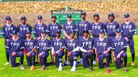 Submitted photo. Members of Tallulah Falls’ varsity baseball team for 2023 are (front row, from left) Chase Pollock, BJ Carver, Wyatt Dorsey, Ashton Roache, Danny Grant, Rohajae Pinder, Dylan Brooks, Andrew Svarka. Back row are (from left) Jackson Carlan, Davante Brown, Tyler Farmer, Frankey Moree, Cole Bonitatibus, Justin Smith, Caden Walker, Zaiden Cox, Hutson Eller. The head coach is Justin Pollock who is asssisted by Kyle Dampier, Daniel Fowler and Nathan Stanley.
