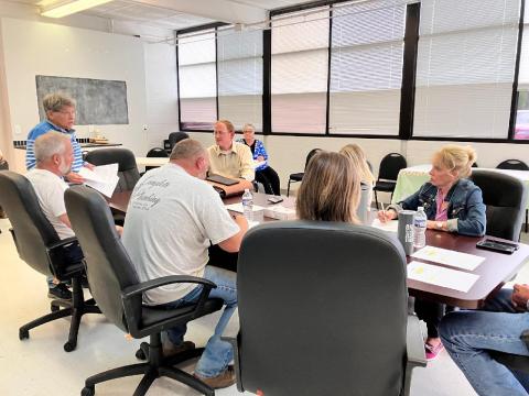 Megan Broome/The Clayton Tribune. Dee Daley speaks to Clayton City Council members before they go into closed session at a special called meeting Tuesday, April 25. 