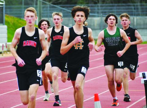 Luke Morey/The Clayton Tribune. RCHS sophomore G.B. Anderson took second place in the 3200-meter run at a meet with Commerce and Oglethorpe County on Thursday, March 30.