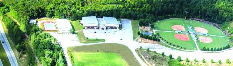 Aerial view of the Rabun County Recreation Department from https://rabuncounty.ga.gov/recreation. The Rabun County Recreation Department offers many activities throughout the year, spanning from youth football, basektball, volleyball, and tennis as well as an annual golf tournament. 