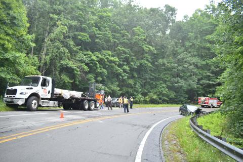 Megan Broome/The Clayton Tribune. Emergency personnel work the scene of a two-vehicle crash on Highway 76 June 19. Possible injuries were reported with no transports to area medical facilities. 