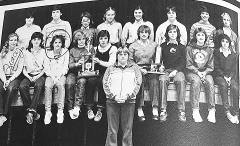 The entire team membership of the 1982 cross country team included Tracy Watts, Kelly Shropshire, Gigi Beck, Tara Dixon, Suzanne Beck, Caroline West, Von Taylor, Perri McCraw, Chrystal King, Kim Whitaker, Tracy Gragg, Ann Reeves, Robin Sprague, Cindy Keener, Valarie Florence and coach Gail Crowe. Submitted.