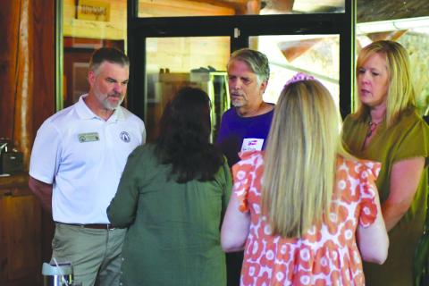 Enoch Autry/The Clayton Tribune. State Rep. Victor Anderson listens to residents on Sept. 24 at a meet-and-greet event at LaPrade’s.