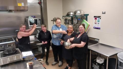 Submitted. Mountain Lakes Medical Center Food Services staff recently received their third 100 percent score on their Health Department Inspection. Pictured are Sherri Gaglio; Julie Freck; David Scott; Monica Silva; and Marsha Munoz. 