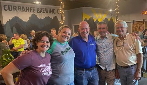 Submitted photo. Foxfire was the recipient of proceeds from nonprofit night at Currahee Brewing Company Sept. 7 and $2,835 was raised to support the organization. Pictured are Hillary Marshall, Ara Joyce, John Singleton, Barry Stiles and Buz Stone. 