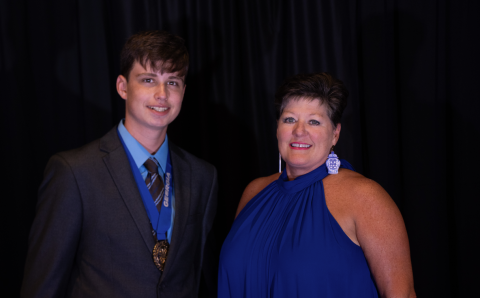 Photo courtesy Rabun County 4H. Peyton Hicks with Dr. Laura Perry Johnson, the donor for the Georgia 4-H Veterinary Science Project. Hicks competed at State Congress in the Veterinary Science Project after winning at the District level in March. Johnson is the current UGA Associate Dean for Extension.