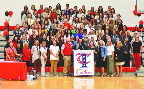 Enoch Autry/The Clayton Tribune. Rabun County Primary School teachers and elementary school third grade teachers celebrate RCPS being named a new Title I Rewards School. The announcement was made at RCPS Tuesday afternoon.