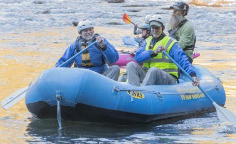 Submitted photo. Jim Wentworth and Jon Jones lead a team downstream with Wildwater Guide Alan Dossler. 