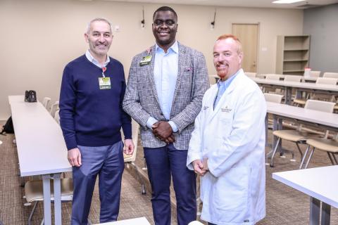 Submitted photo.  Habib Samady, MD, president of Georgia Heart Institute (from left); Ugochukwu Egolum, MD, program director of the Cardiovascular Disease Fellowship program; and John E. Delzell, Jr., MD, vice president of Medical Education for NGHS and Designated Institutional Official for NGMC, lead the program.