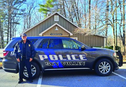 Megan Horn/The Clayton Tribune. Sky Valley Police Chief Vaughn Estes looks forward to the upcoming year serving citizens and outlining future goals for safety and excellence as a department. January makes seven years Estes has been with the City of Sky Valley. Estes was reinstated as chief on Nov. 21.