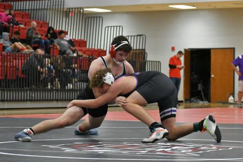 Wade Cheek/The Clayton Tribune. RCHS Grappler Justin Cody. 