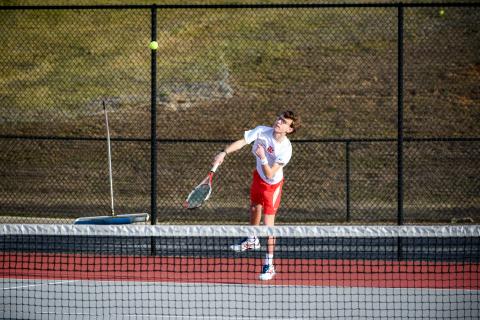 Wade Cheek/The Clayton Tribune. RCHS tennis Wildcat Robbie Fountain. Fountain is currently paired with senior Talan Adams on the No. 1 boys doubles team.