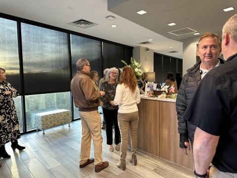Photo courtesy Matthew Miles/MLMC. Guests mingle during the open house event Feb.1 for the new Pain Clinic at Mountain Lakes Medical Center with Dr. Jerry Allen Spivey, Jr.  Spivey is Board-certified in Anesthesiology, Pain Management and Addiction Medicine. 
