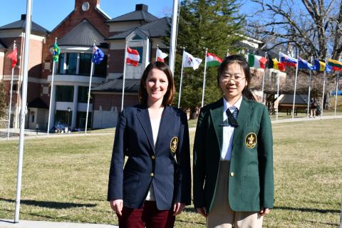 Megan Horn/The Clayton Tribune. Yumeng “Mandy” He, right, is the Rabun Gap-Nacoochee School STAR Student with an SAT score of 1580 who named Upper School Science Teacher Nicole Ager as her STAR Teacher.  