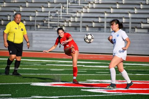 Wade Cheek/The Clayton Tribune. RCHS senior Keygan Antosiak during the RCHS girls soccer team's second round Georgia state playoff game versus Atlanta International; the Lady Cats fell 3-0. 