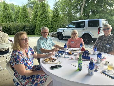 Photos courtesy of Rabun County Democrats. Nan and Rick O’Hara enjoy the festivities at the 6th annual Blue BBQ with Kathy and Marcus Booker at the June 15 fundraising event held at the Rabun County Pavilions. 