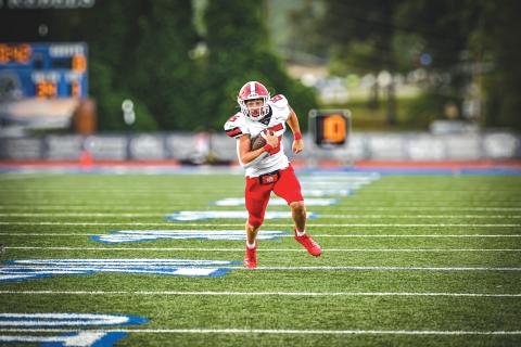 Wade Cheek/The Clayton Tribune. Wildcat running back Reid Giles finds open space during Rabun County’s 28-7 loss to Fannin County on Friday, Aug. 23. 