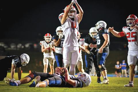 Wade Cheek/The Clayton Tribune. RCHS junior linebacker and running back Noah English had seven tackles and a forced safety to help Rabun County defeat Banks County 31-9 on Friday, Sept. 20. RCHS is now 4-1 and are 1-0 in region play. 