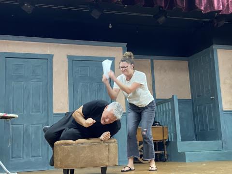 Submitted photo. Matthew Johnson and Rebecca Bilbrey perform a scene from “Moon Over Buffalo” that will be performed in Dillard in October.