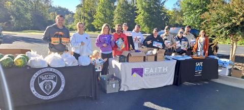 Megan Horn/The Clayton Tribune. The Clayton Police Department, Rabun County Sheriff’s Office, and Fight Abuse In The Home (F.A.I.T.H.) along with the Food Bank of Northeast Georgia, faith-based organizations and churches distributed food and literature as a way to build connections with the community during Faith & Blue weekend on Saturday, Oct. 12. Below: Submitted photo. The Clayton Police Department and nonprofit Fight Abuse In The Home (F.A.I.T.H.) held a blood drive in the community on Friday, Oct. 11.