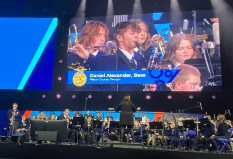 Submitted photo. The National FFA Band performed several times during the national convention and expo. Daniel Alexander joined fellow band members in Indianapolis for rehearsals three days before the convention and expo began.