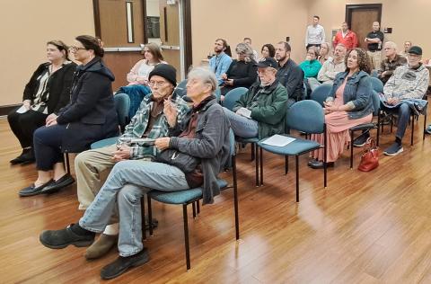 Megan Horn/The Clayton Tribune. Seated with members of the Rabun County Schools staff, several residents attended the Jan. 27 public hearing about HB 581. The public hearing followed the regular board of education meeting. 