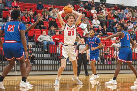 Wade Cheek/The Clayton Tribune. Junior post Hayes Free (23) led the Wildcats in scoring (22) in Rabun’s 66-26 region win over Oglethorpe County at home on Saturday, Jan. 18.  