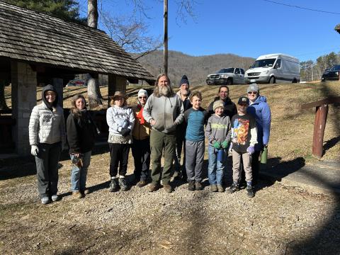 Submitted photo. Community members participated in a Cleanup Day at Stekoa Creek Park on Saturday, Jan. 4. Pictured are: Front row: Elaina Cochran; Angela Delaney with Headwaters Master Gardeners; Suzanne Arpin with Headwaters Master Gardeners; Derek Watson; Josh Causin; Brycen Deason; and Waylon Watson. Back row: Lynn McShane with Headwaters Master Gardeners; Buzz Williams program specialist for Chattooga Conservancy; Lisa Causin; and Bethany Deason. 