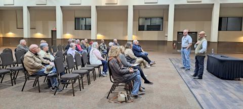 Megan Horn/The Clayton Tribune. Community members attended a public forum hosted by Rabun County Commissioners Scott Crane and Kent Woerner to gauge opinion and share information about HB 581. 