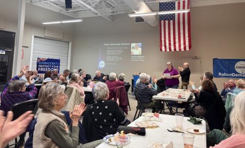 Submitted. Rabun County Democrats warmly welcome Tammy Whitmire, elections and voter registration director, to the Feb. 10 meeting. Whitmire presented the schedule for the city 2025 elections and also explained the upcoming statewide election for Public Service Commissioner.