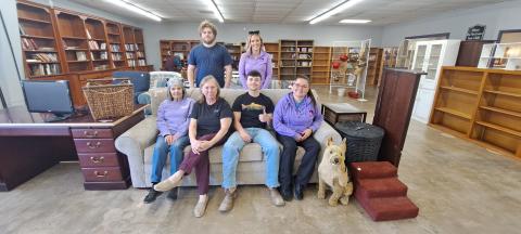 Megan Horn/The Clayton Tribune. F.A.I.T.H.’s Furniture and More Store is now open after three weeks of renovations. It is located at 404 S. Main Street in Clayton. Pictured at the store on reopening day, Feb. 3, are Dena Crane, director of thrift stores; Mickey Battista, volunteer; Kay Wilkerson, staff member; Tristian Hooper, staff member; Nate Parker, staff member; and Brooke Cannon, CFO. 