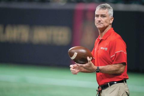 Gwinnett Daily Post/Dale Zanine. Bill Stewart,shown here during his 2017 state title-winning season at the helm of North Gwinnett High School, comes to Rabun County for the 2025 season as the defensive coordinator and strength and conditioning coach. Stewart will join new Wildcat head coach Rance Gillespie in Tiger.