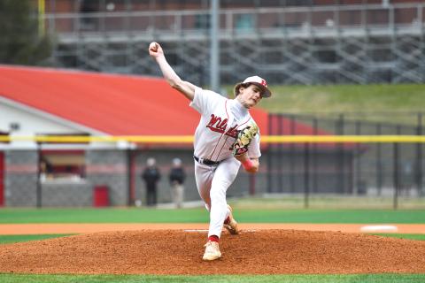 Wade Cheek/The Clayton Tribune. Rabun freshman Chase Alonso slings a pitch in the Wildcats' 13-6 loss to Providence Christian Academy on Tuesday, March 4. 