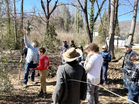 Submitted photo. Headwaters Master Gardeners, Boy Scout Troop 6, Chattooga Conservancy, and other Clayton citizens worked to remove invasive species and clean up Stekoa Creek Park on Sunday, March 2. 