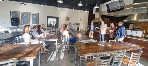 Megan Horn/The Clayton Tribune. Bez Rengifo, Boyd Stough, Dianne Shaver and Steve Webster are certified organizers for 1 Million Cups and speak to a group during the March 26 launch meeting at the Food Bank of Northeast Georgia Teaching Kitchen. The group meets at 9 a.m. weekly on Wednesdays.