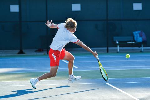 Wade Cheek/The Clayton Tribune. RCHS sophomore No. 2 singles player Landan Bedingfield returns a serve in last week’s region championship match against Athens Academy. Bedingfield lost in the region title, but rebounded with a first-round playoff win, defeating his Jasper County opponent (6-0, 6-1). 