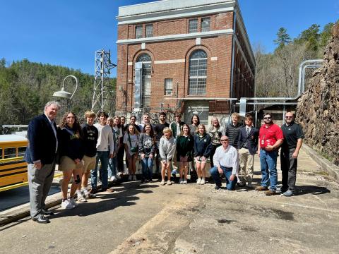 Submitted photo. Members of Forward Rabun’s Youth Leadershp spend time and tour Rabun’s Mathis Dam.
