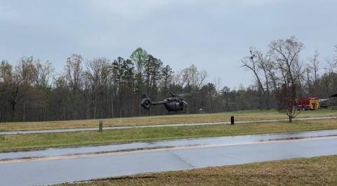 Screenshot of a video courtesy of Corporal Jimmy Watt/PIO/Oconee County Sheriff’s Office. A South Carolina National Guard helicopter brings Carrell Wayne Fowler and Sharon Kay Bramlett to a Landing Zone.
