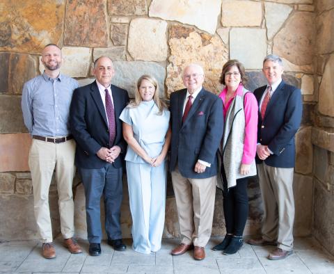 Photo courtesy Tallulah Falls School. Kevin Flinn, Cary Brague, Trish Cobourn, Dr. Larry A. Peevy, Carolyn Ronco and Jack Talmadge meet together during the SAIS re-accreditation committee’s visit to the Tallulah Falls School campus.