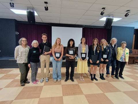 Megan Horn/The Clayton Tribune. Scholarship students include Zuri Renken at Rabun Gap-Nacoochee School; Matthew Rivera at Rabun Gap-Nacoochee School; Raegan Duncan at Tallulah Falls School; Marina Dumas at Tallulah Falls School; Samantha Cedillo at Rabun County High School; and Jaimee Scott at Habersham Central High School. Scholarship Committee members include Chairman Penny Bradley, Kathy Beehler, Dietrich Hoecht, and Helen Rogers. 