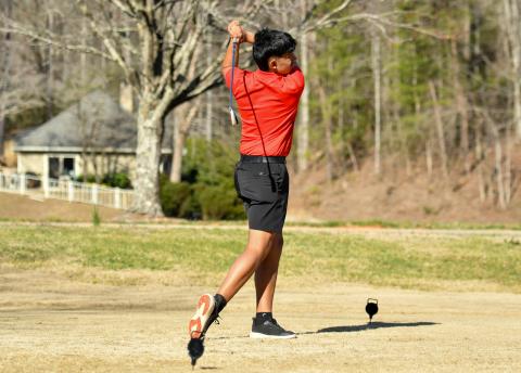 Wade Cheek/The Clayton Tribune. RCHS golfer Roberto Diaz won this year's area tournament as the top individual with a 74 on the score card. 