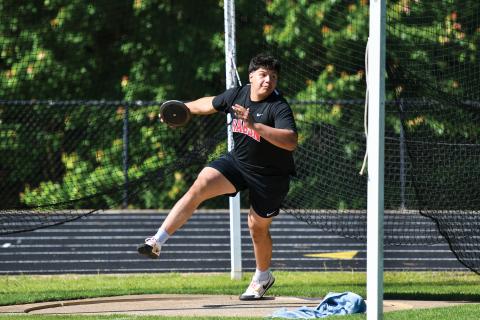 Wade Cheek/The Clayton Tribune. Rabun County junior JP Lopez completed a shot put throw of 155-03, good enough for second place in the state track and field meet in Rome, Ga., on Friday, May 9, and Saturday, May 10. 
