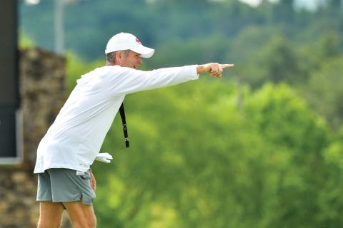 Wade Cheek/The Clayton Tribune. Rabun County football head coach Rance Gillespie gives direction to his players during the Wildcats’ spring practice on Tuesday, May 13. Rabun began spring practice on Monday, May 5. 