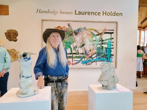 Megan Horn/The Clayton Tribune.  Acclaimed artist and poet Laurence Holden was honored at the Hambidge Center Open House event on Saturday, April 26, with his works on display. Holden is a fine artist working in mixed media, oils, watercolor, intaglio and monoprint printmaking, ceramics, sculpture and drawing. 