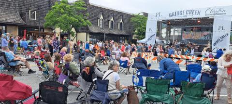 File/Megan Horn/The Clayton Tribune. Crowds of people dance and sing to the music of Scott Low & The Blue Bouillon during last June’s Ramshackle event in downtown Clayton. This year’s June 7, 2025, second annual event features a lineup of different music genres. 