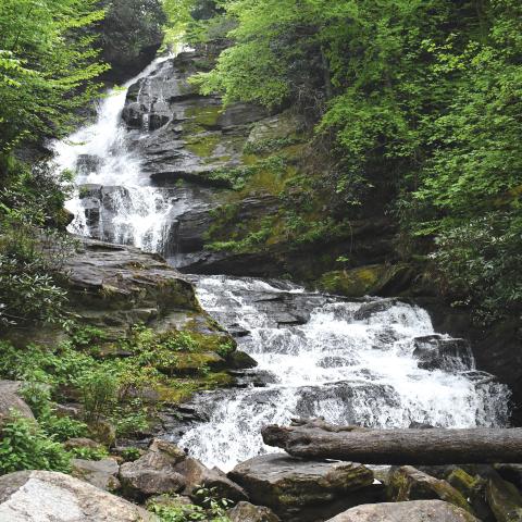 Enoch Autry/The Clayton Tribune. Mud Creek Falls in Sky Valley is one of the more than 30 named waterfalls in Rabun County, which has approximately 120 waterfalls in total.