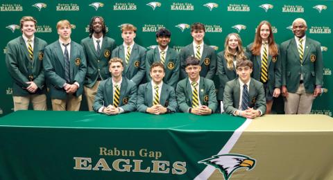 Courtesy of Rabun Gap-Nacoochee School. The Rabun Gap-Nacoochee School celebrated 13 student-athletes who signed to play their respective sports at the collegiate level. 